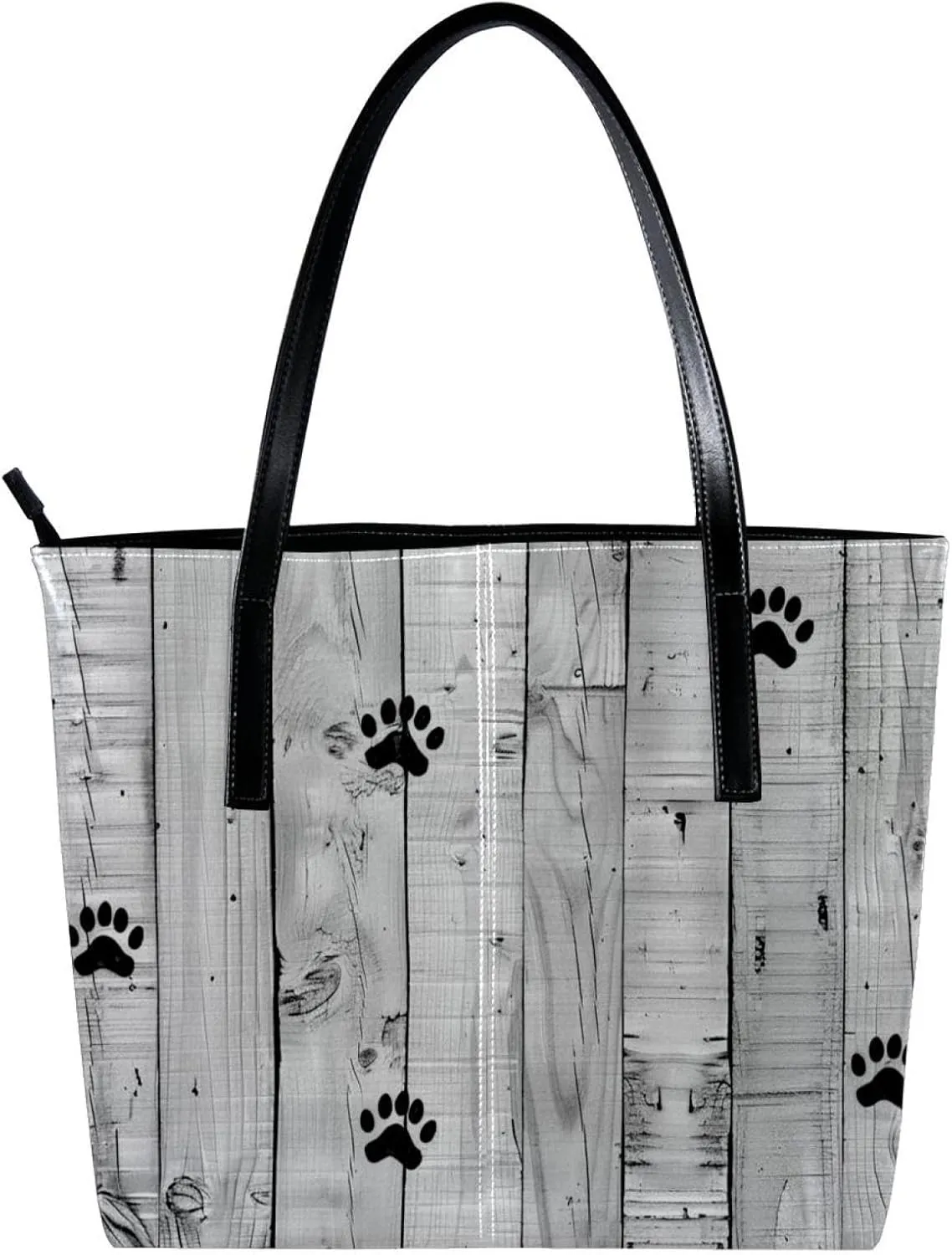 Tote Bags, Large Tote Bags for Women, Tote Bag with Zipper, Plank Paw Print Animal, Womens Tote Bags for Work