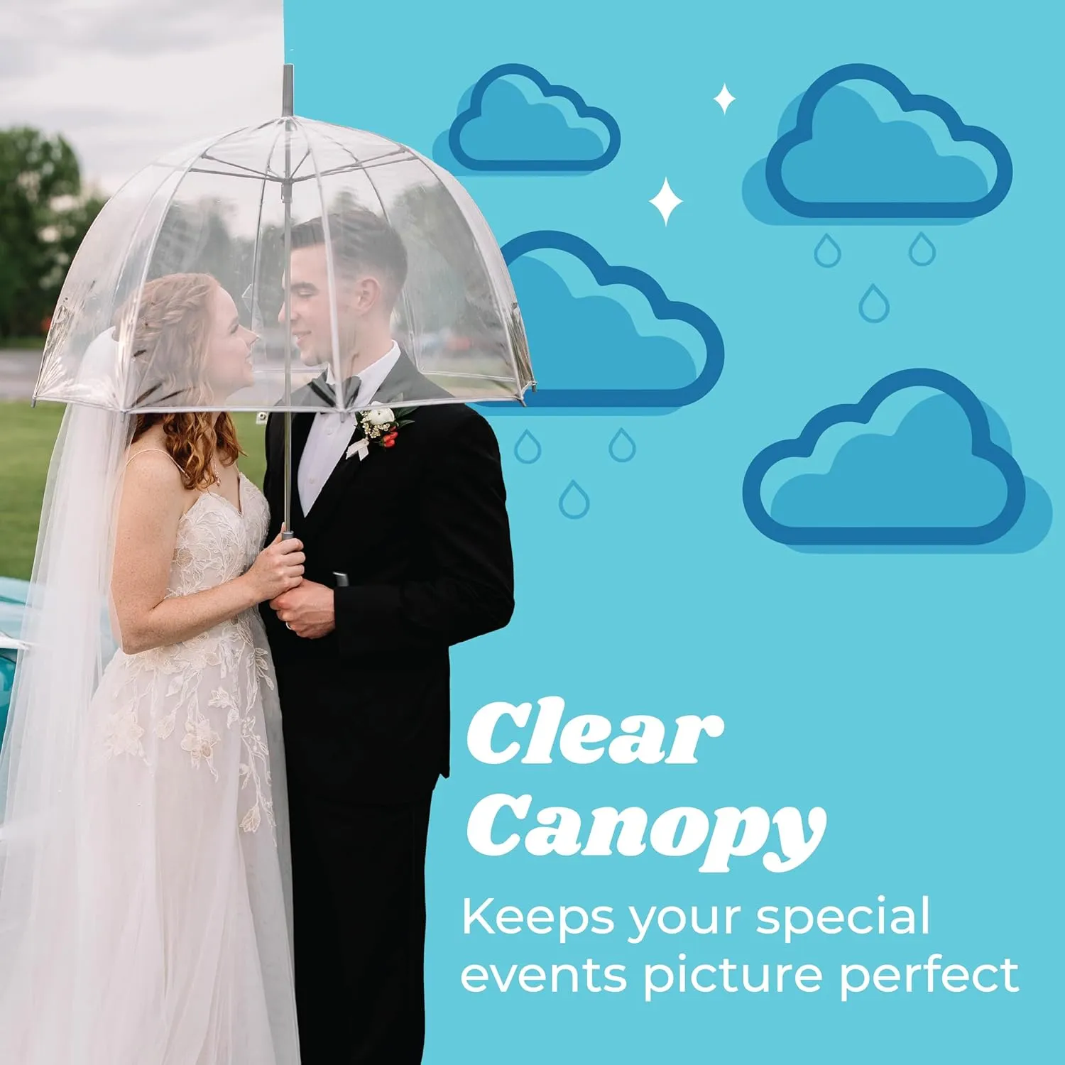 totes Adult Clear Bubble Umbrella with Dome Canopy and Lightweight Wind and Rain Protection