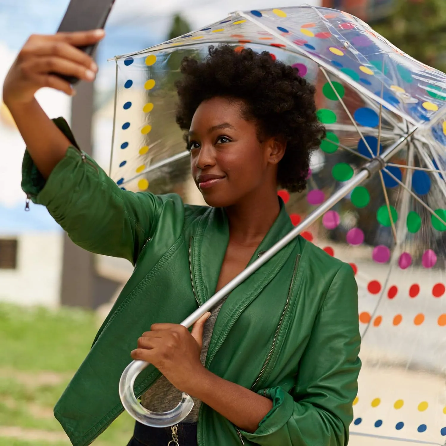 totes Adult Clear Bubble Umbrella with Dome Canopy and Lightweight Wind and Rain Protection