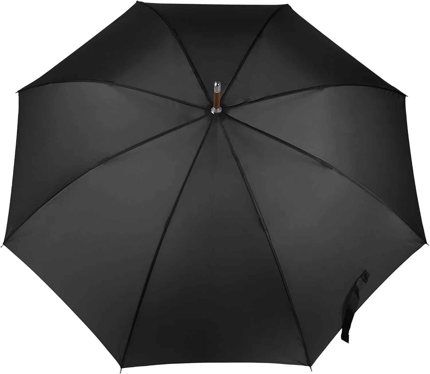 Totes Eco Auto Open Umbrella Classic Wooden J Stick Handle with Easy Grip - Windproof, Rainproof and Durable Canopy Design – Versatile Travel, Perfect for Rainy Days