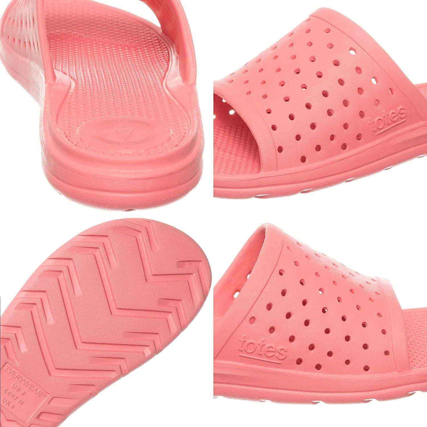 totes Women's Everywear Ara Slide: All-Day comfort in a Lightweight and Springy Sandal, Flexible Waterproof Contoured Footbed, Durable Scuff Resistants, Perfect for the Beach or Pool
