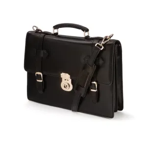 Traditional Vintage Leather Briefcase - Black