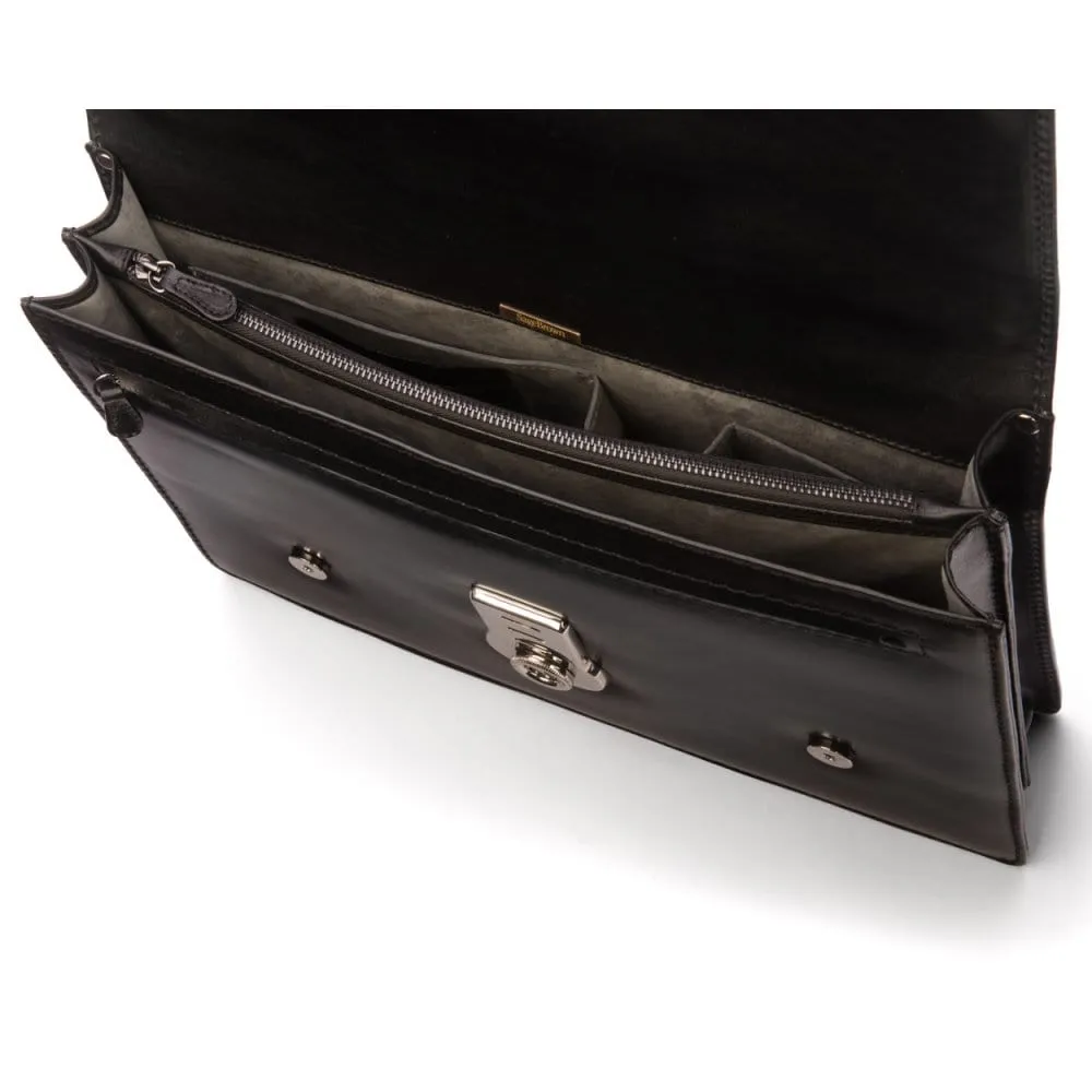 Traditional Vintage Leather Briefcase - Black
