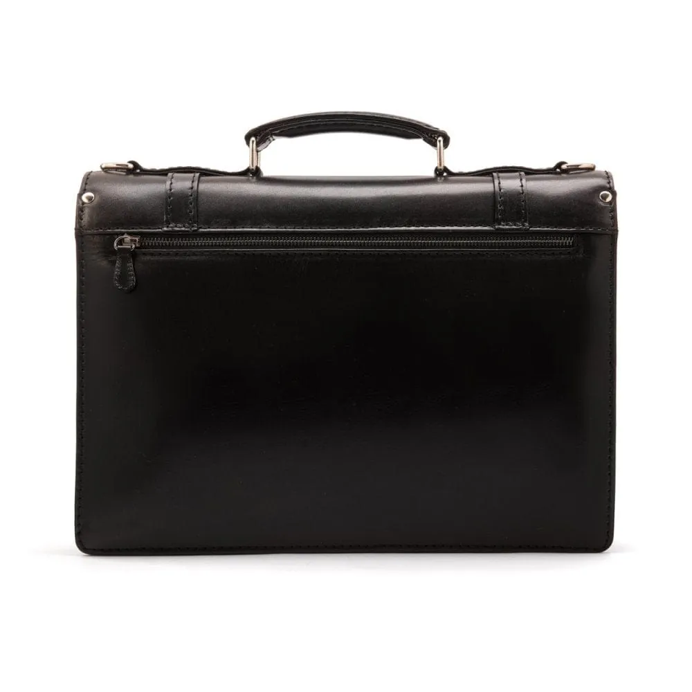 Traditional Vintage Leather Briefcase - Black
