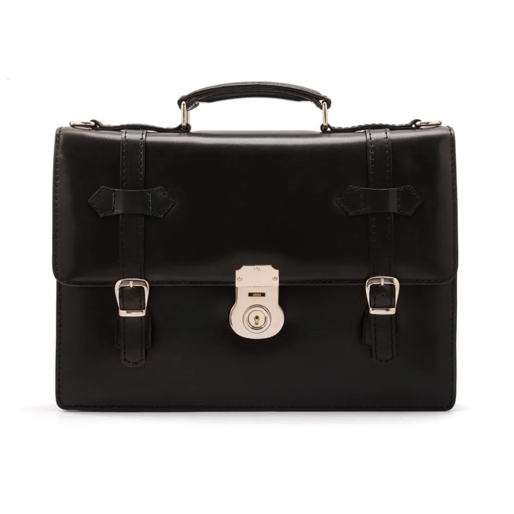 Traditional Vintage Leather Briefcase - Black