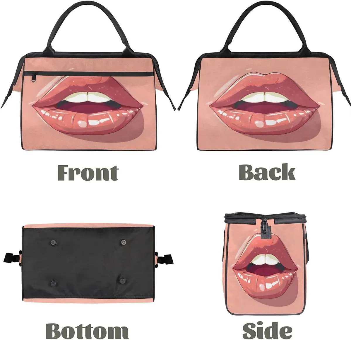 Travel Duffel Bag for Women, Pink Lips Weekender Overnight Bag Carry on Beach Swim Bags Dance Bag Airlines Approved Personal Item Travel Bag for Yoga, Sports, Hospital