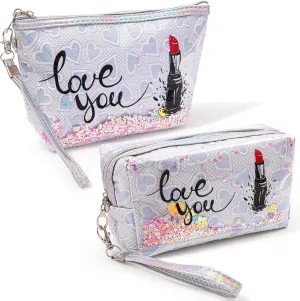 Travel Makeup Bag,Portable Cosmetic Bag, Large Capacity Travel Cosmetic Case Organizer, For Women Toiletry Bag With Zipper And Handle AB3 2 PACK