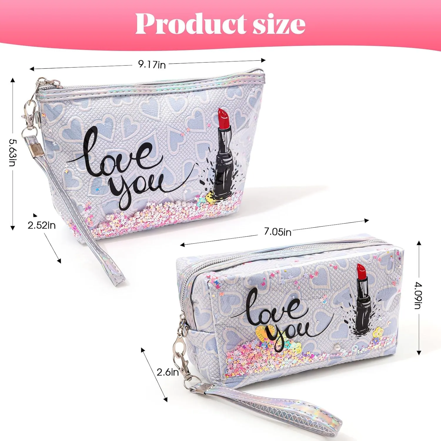 Travel Makeup Bag,Portable Cosmetic Bag, Large Capacity Travel Cosmetic Case Organizer, For Women Toiletry Bag With Zipper And Handle AB3 2 PACK
