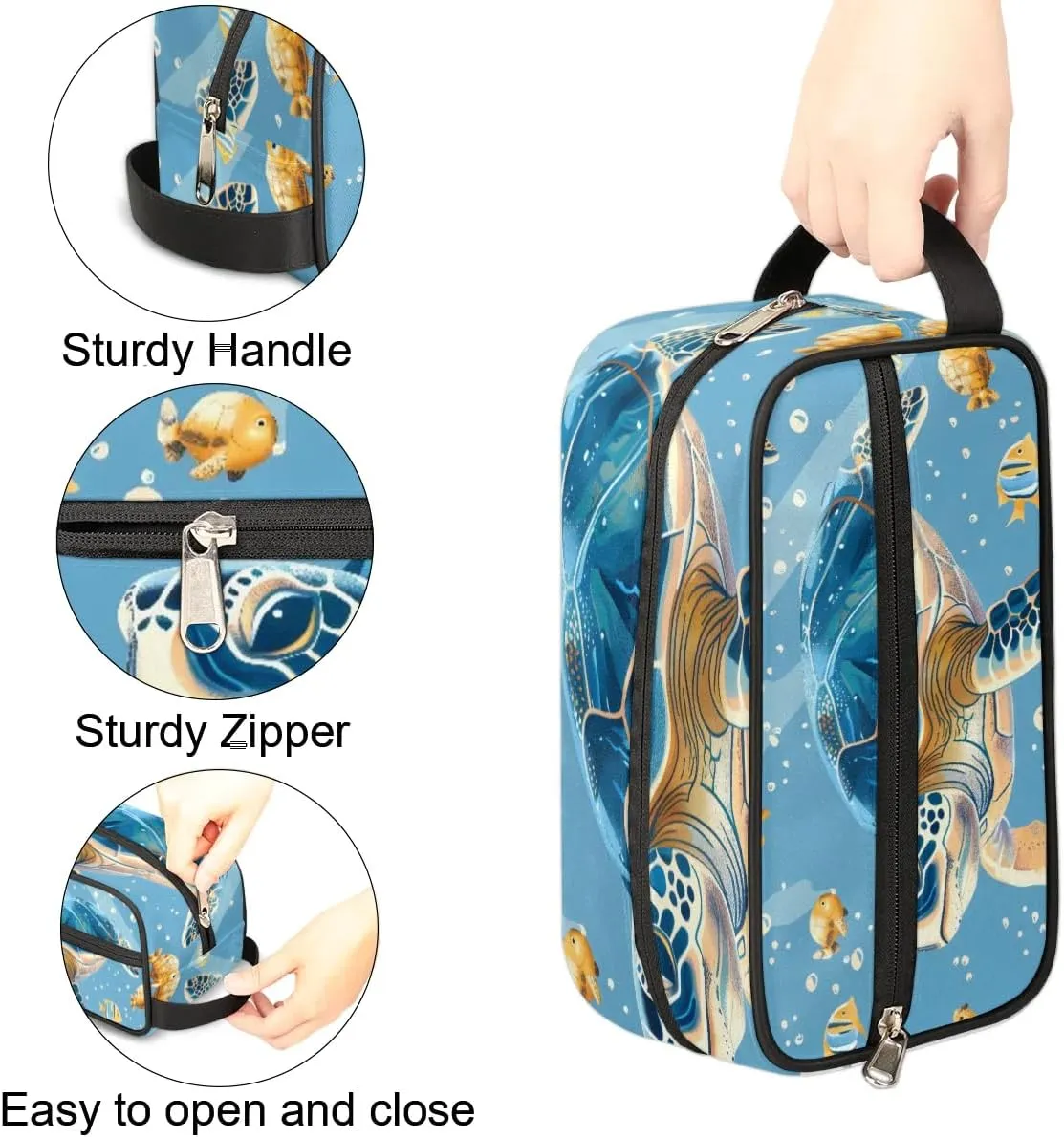 Travel Toiletry Bag for Women Men Turtle Hanging Cosmetic Bag Waterproof Makeup Bag for Shaving Makeup Toothbrush & Travel Essentials