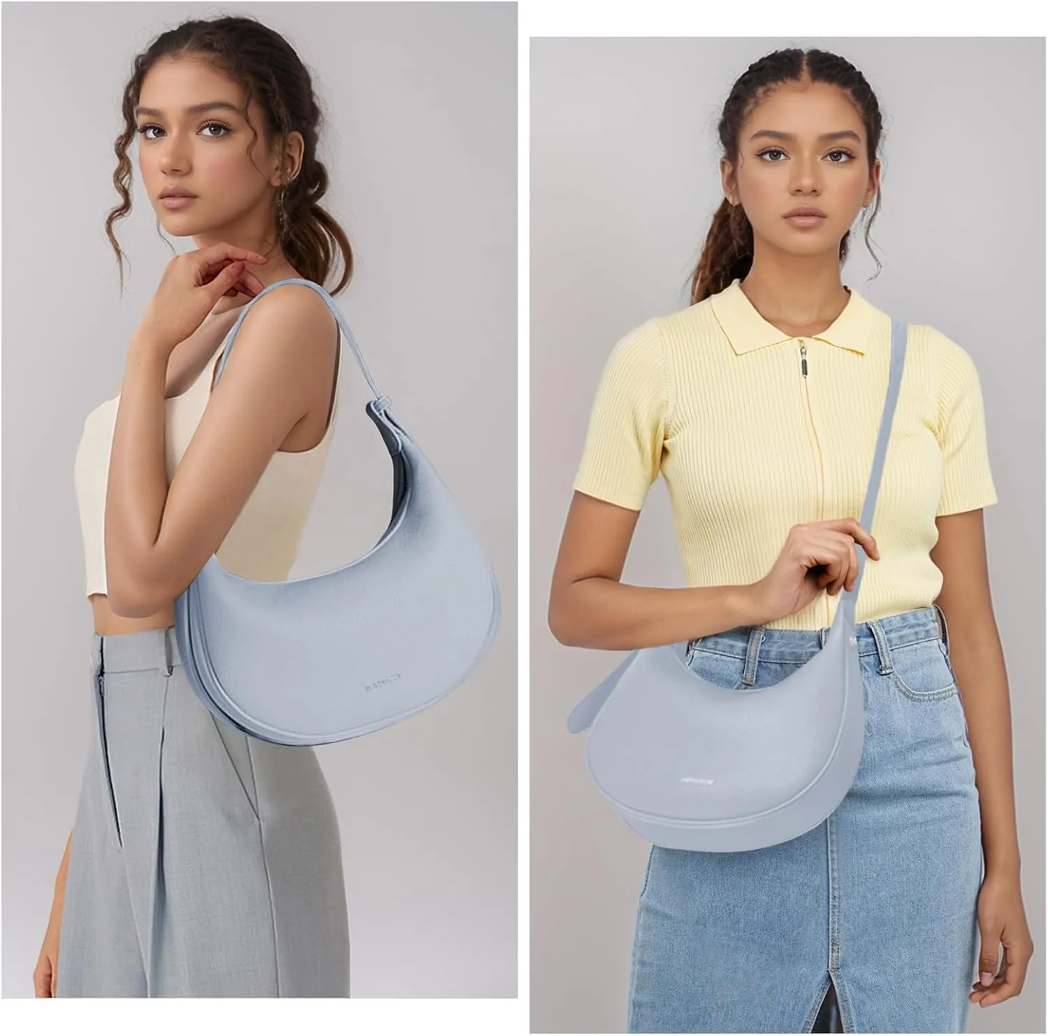 Trendy Shoulder Bag for Women Vegan Leather Crescent Crossbody Hobo Purse Adjustable Strap Cross Body Purses Clutch Handbag