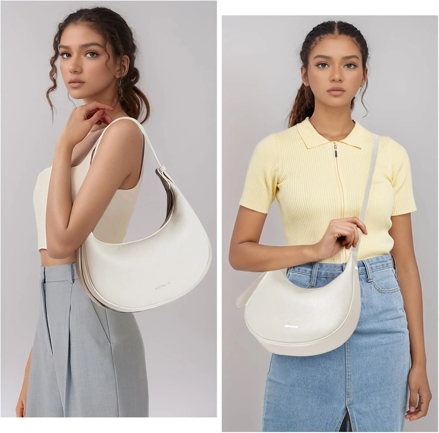 Trendy Shoulder Bag for Women Vegan Leather Crescent Crossbody Hobo Purse Adjustable Strap Cross Body Purses Clutch Handbag
