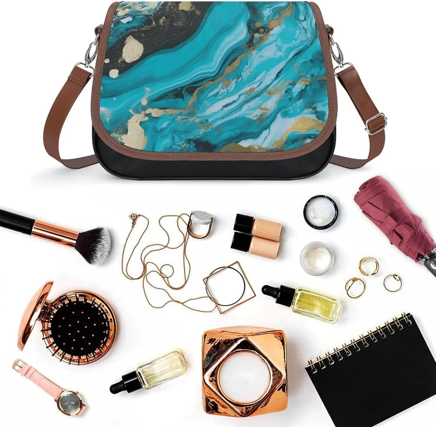 Tropical Tiger Print Crossbody Bags for Women,PU Leather Tote Bag for Women,Shoulder Bag Purse for Work Shopping Travel