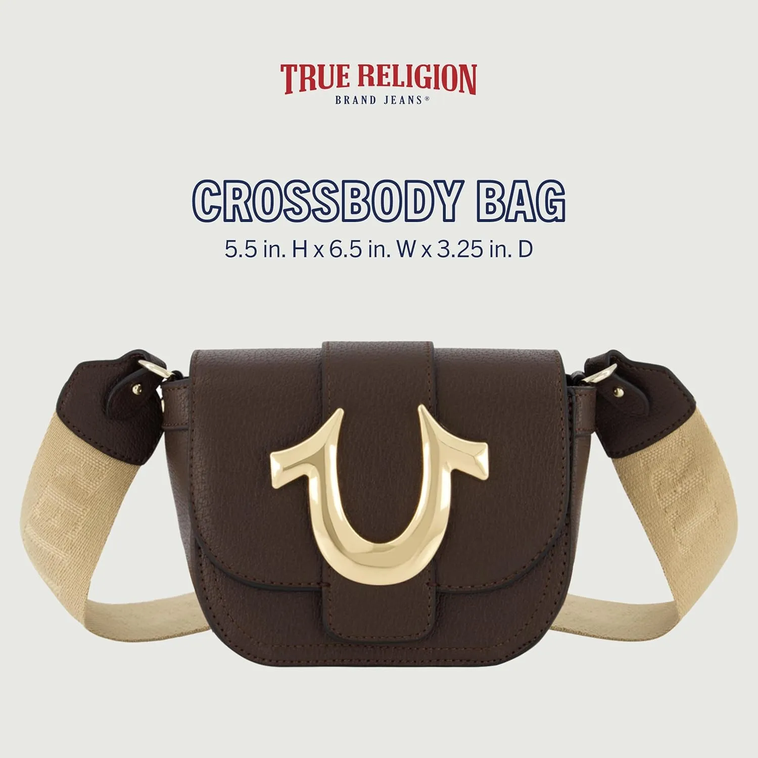 True Religion Women's Crossbody Bag, Mini Flap Adjustable Shoulder Handbag with Horseshoe Logo