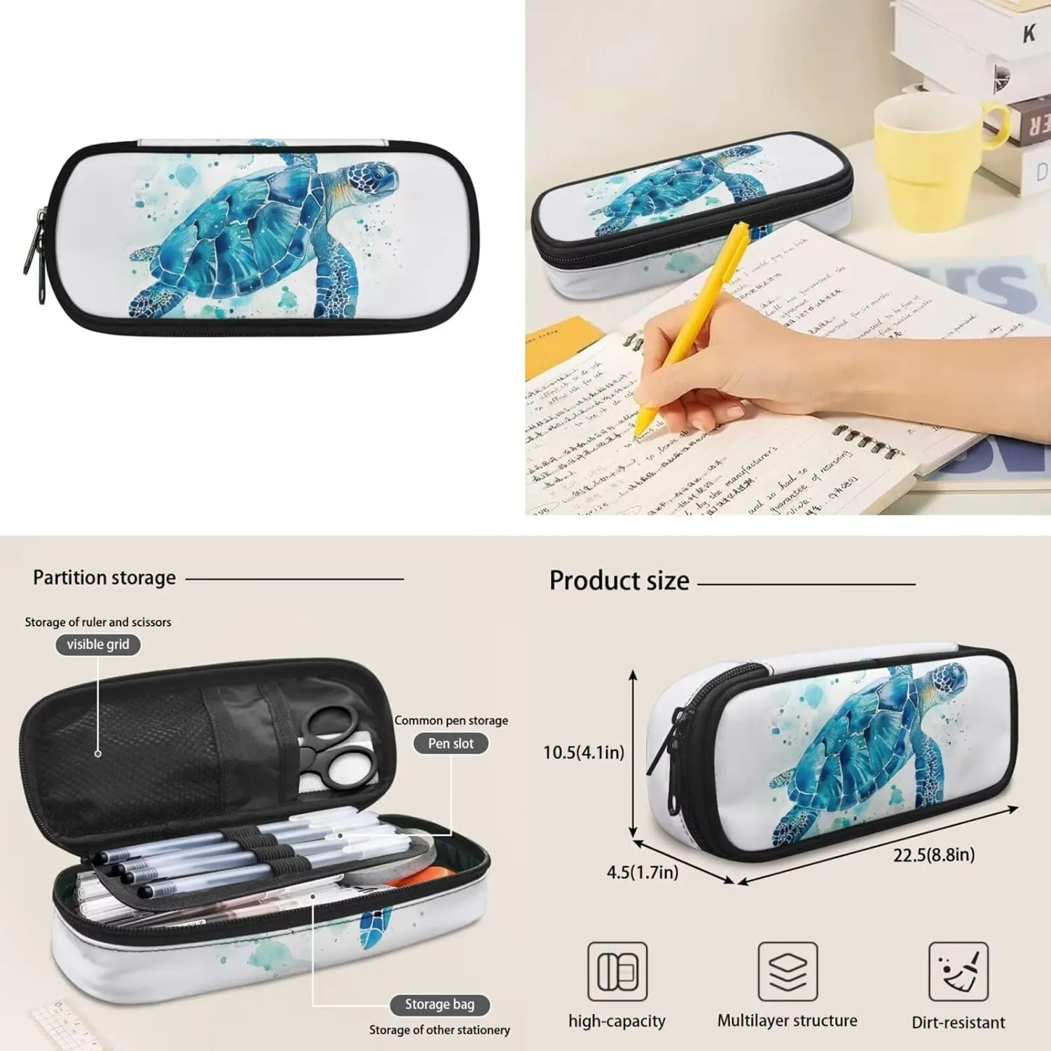 Turtle Middle School Backpack for Boys with Lunch Box Pencil Case 10-12 Kids Large School Bag Students Hiking Camping Bookbags Traveling Duffel Bag Laptop Backpacks