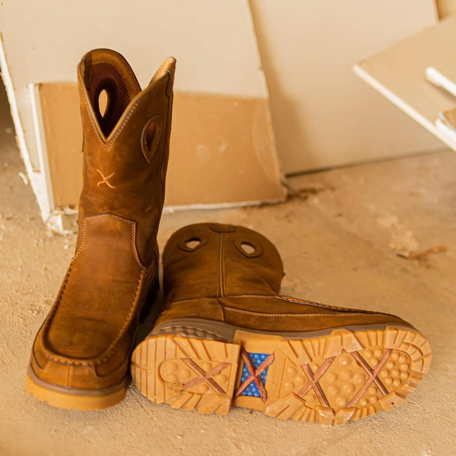 Twisted X Men's 12" Western Work Boot, Square Toe Alloy Toe with CellStretch