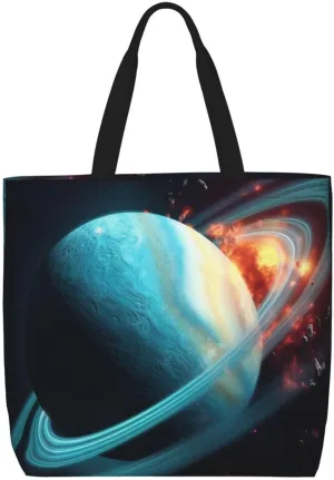 Uranus Impact Tote Bag for Women Hobo Handbags with Zipper Large Shoulder Bag Shopping Bags Travel Purse