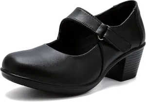 UZB Mary Jane Shoes Women Pumps Leather Heels Casual Work Dress Shoes