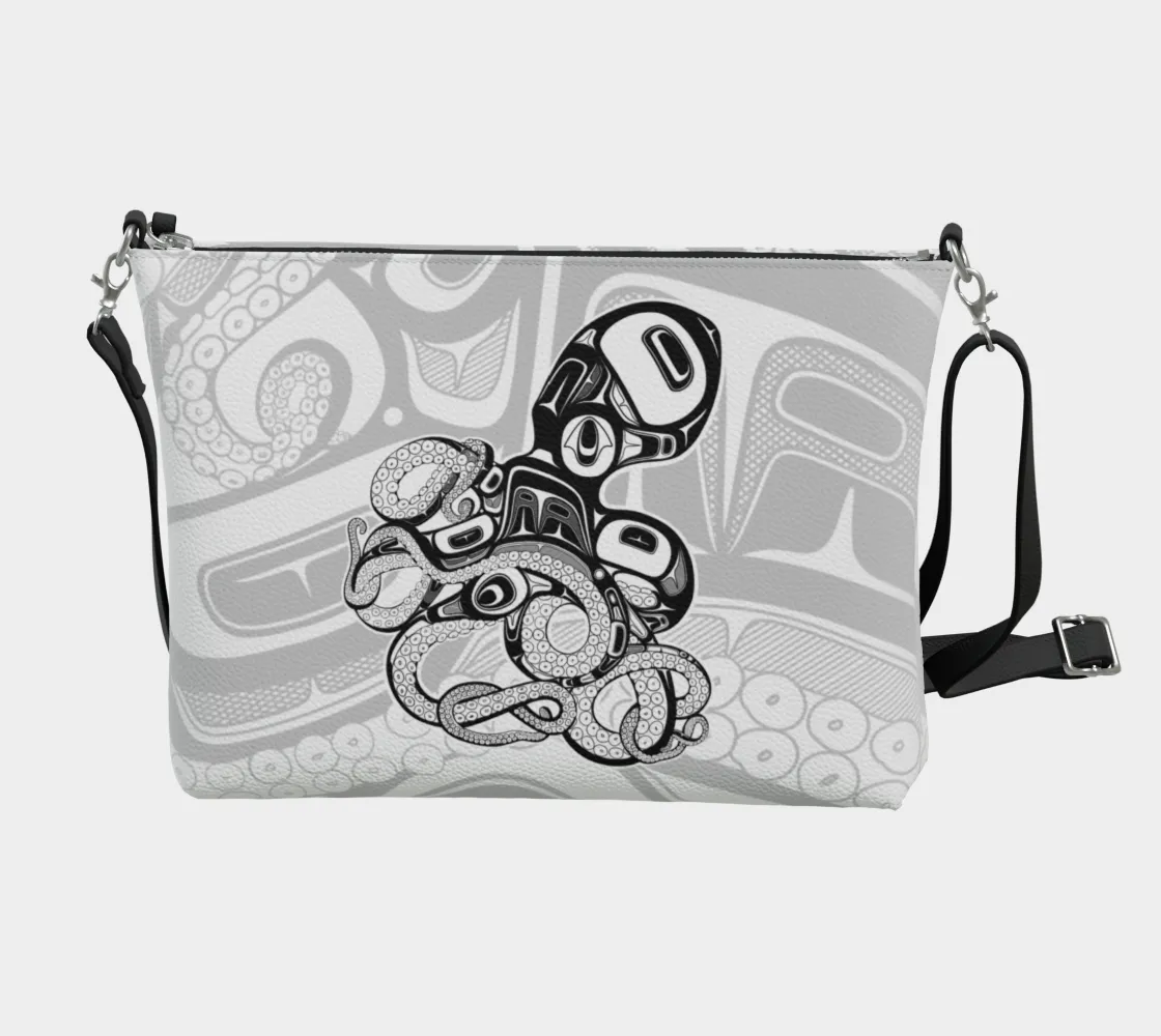 Vegan Leather Crossbody Purse - Haida Octopus