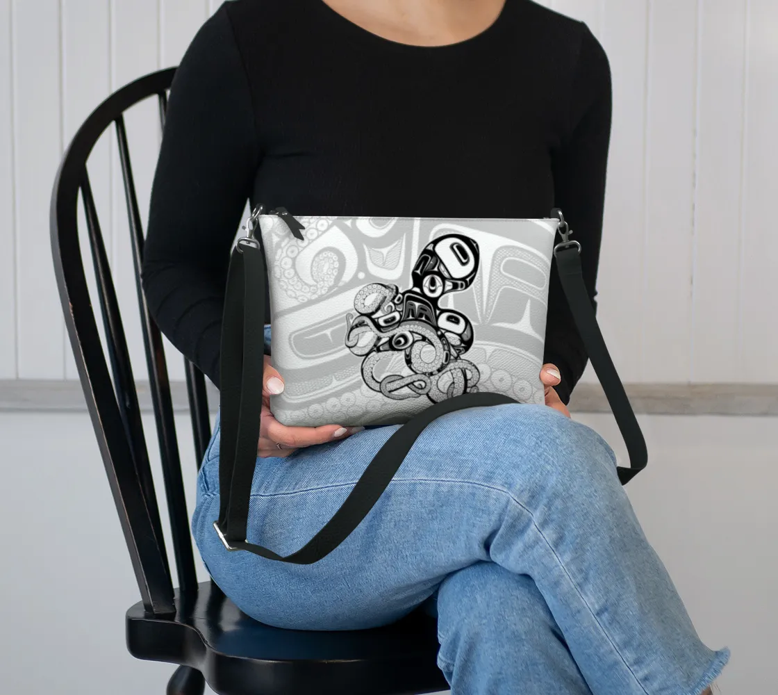 Vegan Leather Crossbody Purse - Haida Octopus