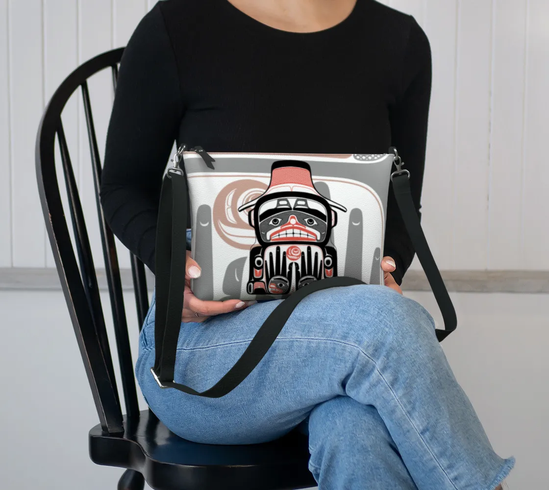 Vegan Leather Crossbody Purse - Haida Watchmen and Salmon egg