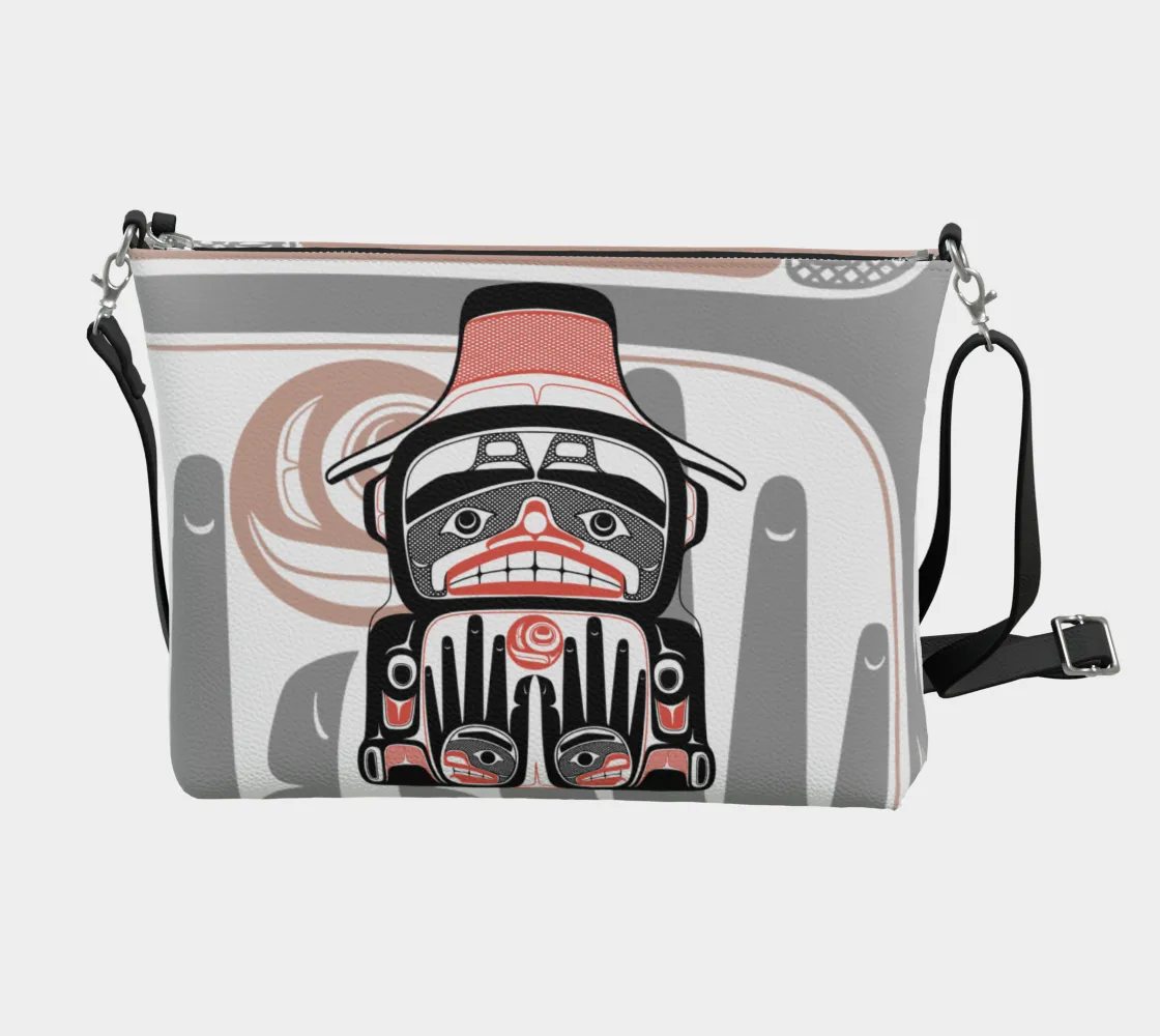 Vegan Leather Crossbody Purse - Haida Watchmen and Salmon egg