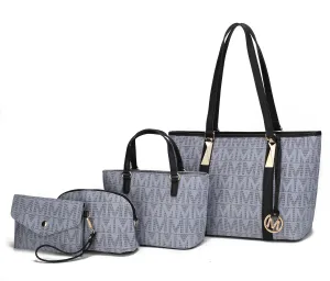 Vegan Leather Women'S Tote Bag, Small Tote Handbag, Pouch Purse & Wristlet Wallet Bag 4 Pcs Set by Mia K - Camel