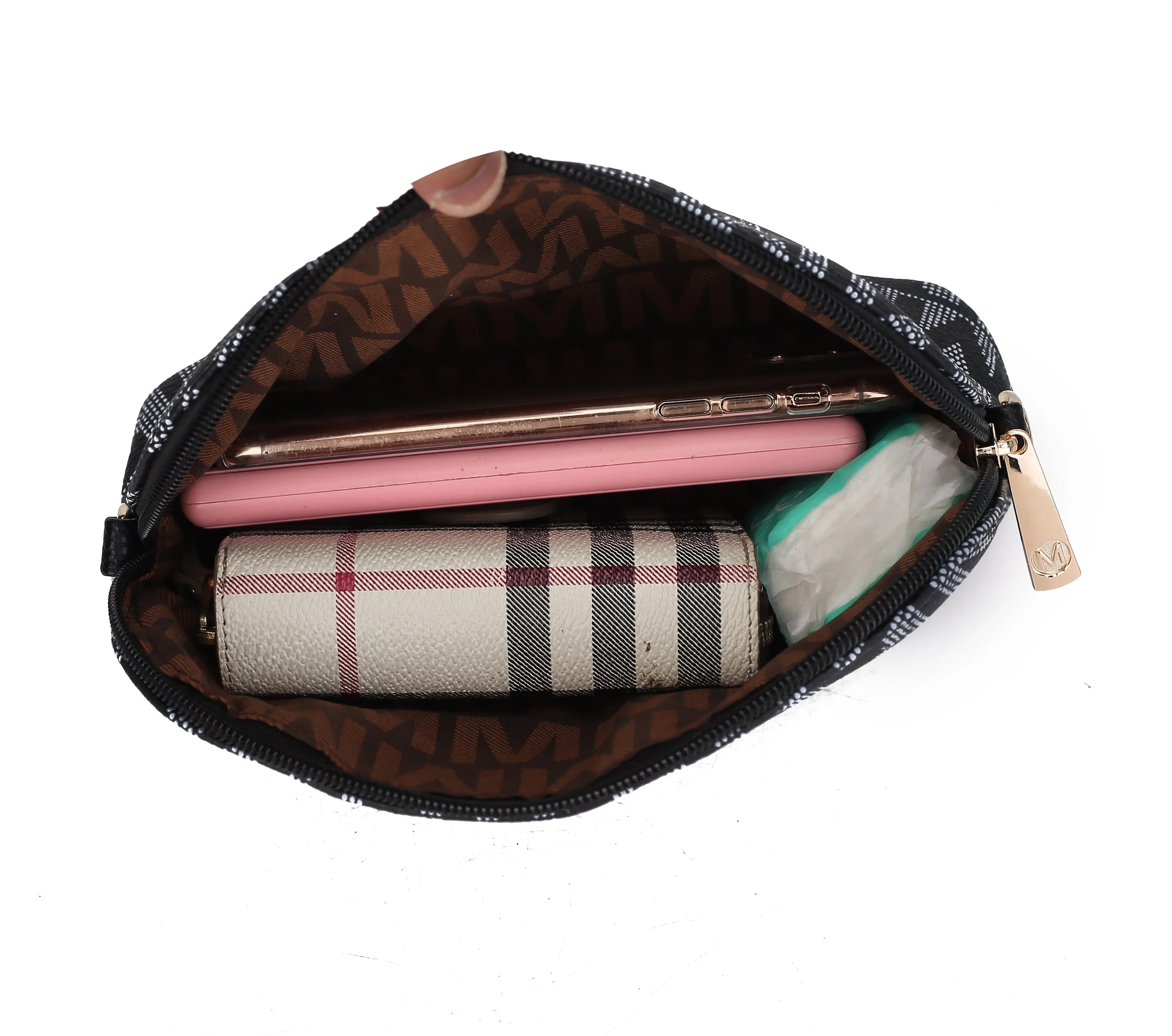 Vegan Leather Women'S Tote Bag, Small Tote Handbag, Pouch Purse & Wristlet Wallet Bag 4 Pcs Set by Mia K - Camel