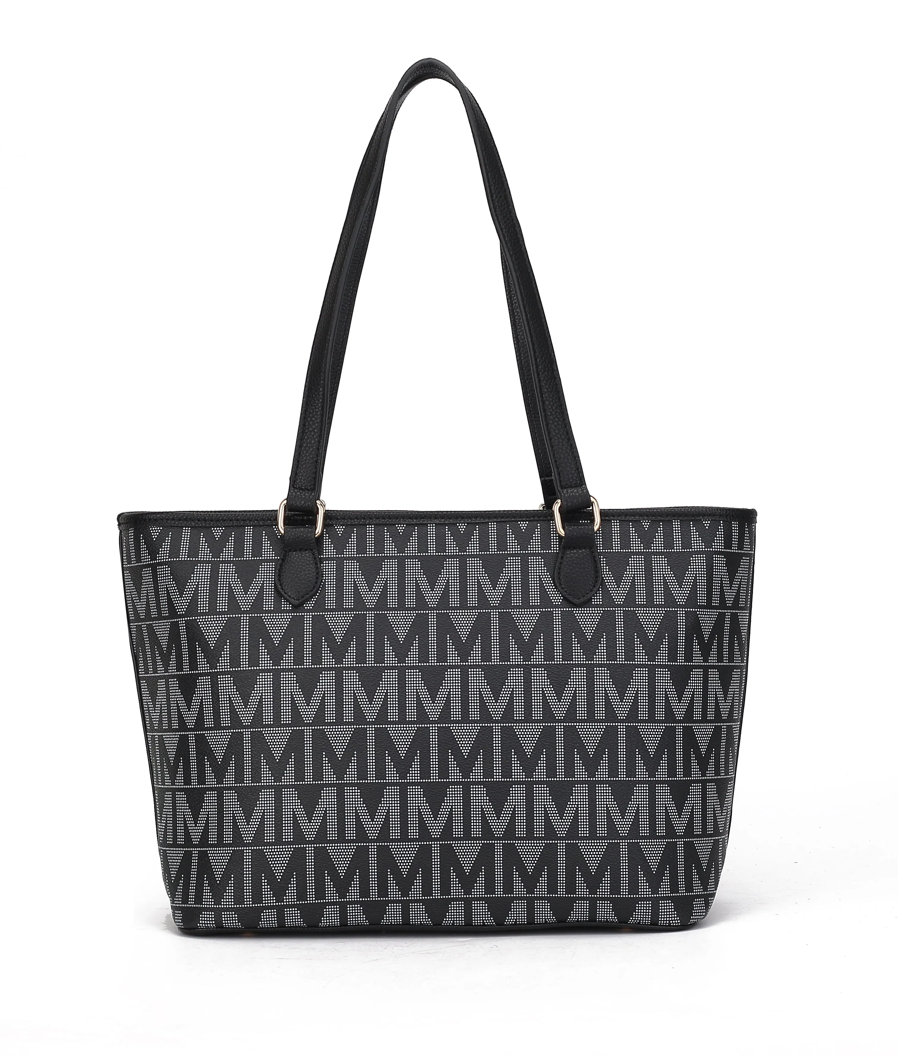 Vegan Leather Women'S Tote Bag, Small Tote Handbag, Pouch Purse & Wristlet Wallet Bag 4 Pcs Set by Mia K - Camel
