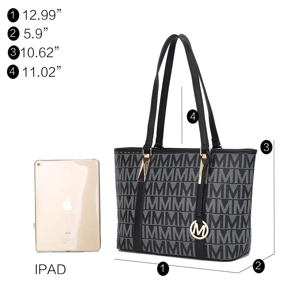 Vegan Leather Women'S Tote Bag, Small Tote Handbag, Pouch Purse & Wristlet Wallet Bag 4 Pcs Set by Mia K - Camel