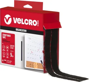 VELCRO Brand – 30 ft Sticky Back Hook and Loop Fasteners – Peel and Stick Permanent Adhesive Tape Keeps Classrooms, Home, and Offices Organized – Cut-to-Length Roll | 3/4 in Wide | Black, (91137)