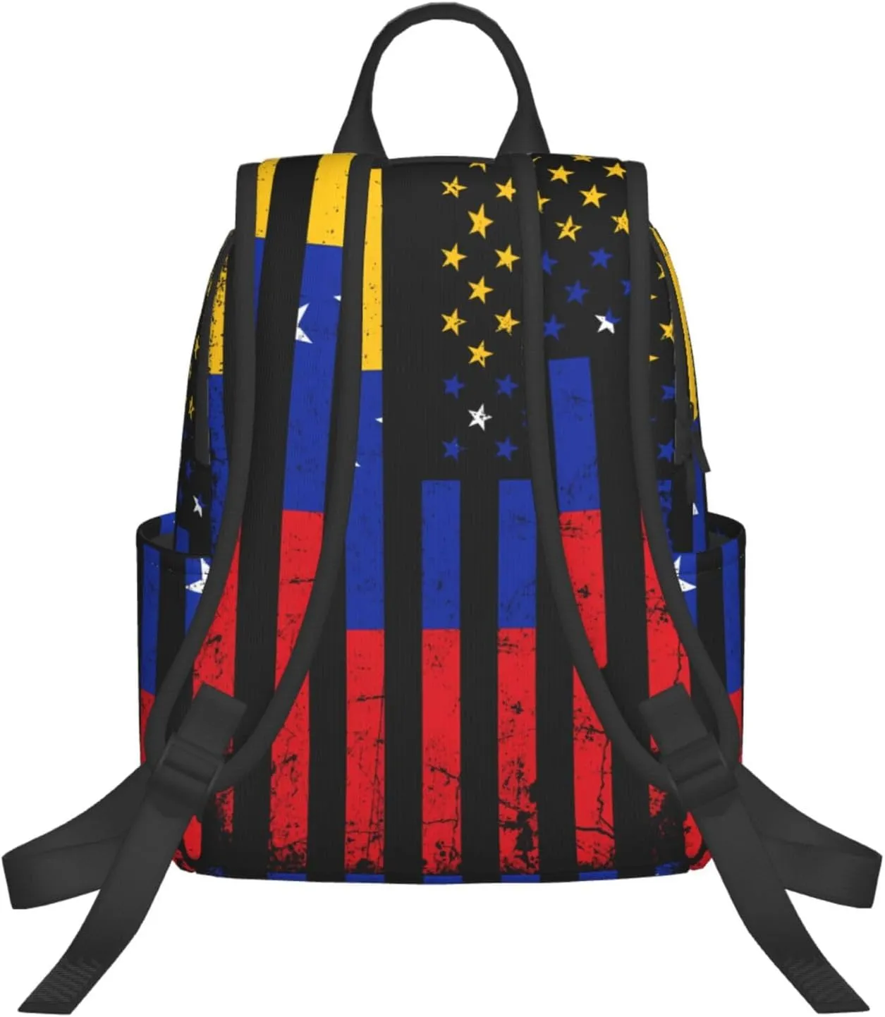 Venezuela American Flag Venezuelan Roots Casual Laptop Backpack Travel Rucksack Sports Daypack Adjustable Strap Bags with Multi-Pockets for Working Running Camping