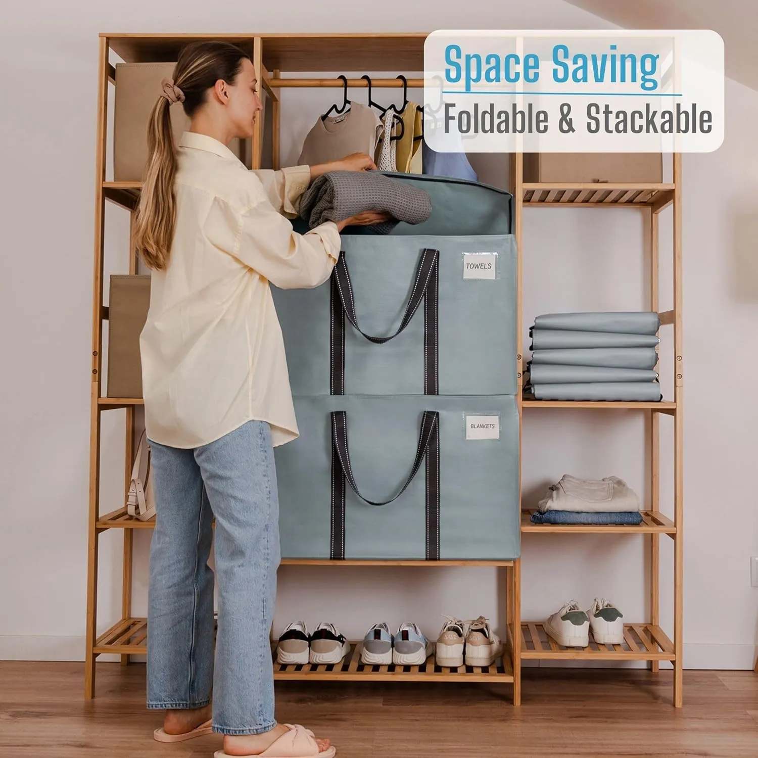 VENO 8 Pack Moving Bags, Heavy Duty, Moving Boxes Alternative, Packing Storage Supplies for Dorm Room Essentials with Zipper for Clothes, Extra Large Totes for Packaging (Light Blue Matte, 8 Pack)