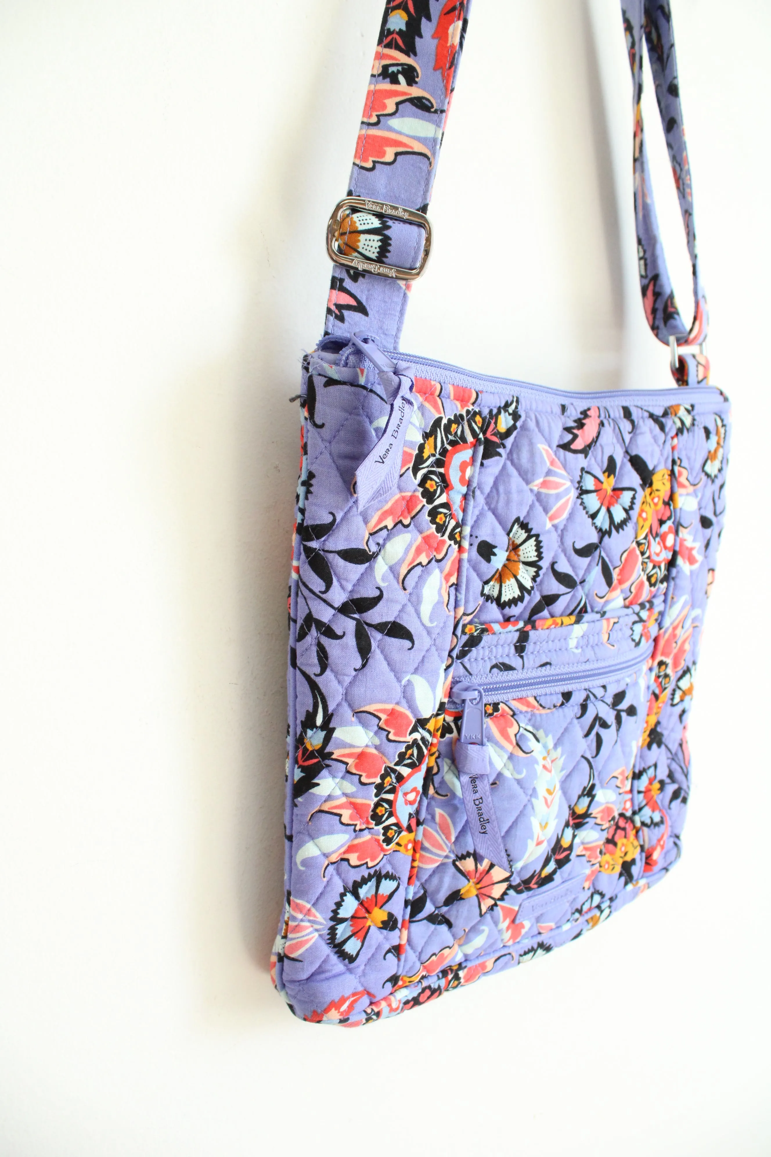 Vera Bradley Mural Garden Purple Hipster Crossbody Bag