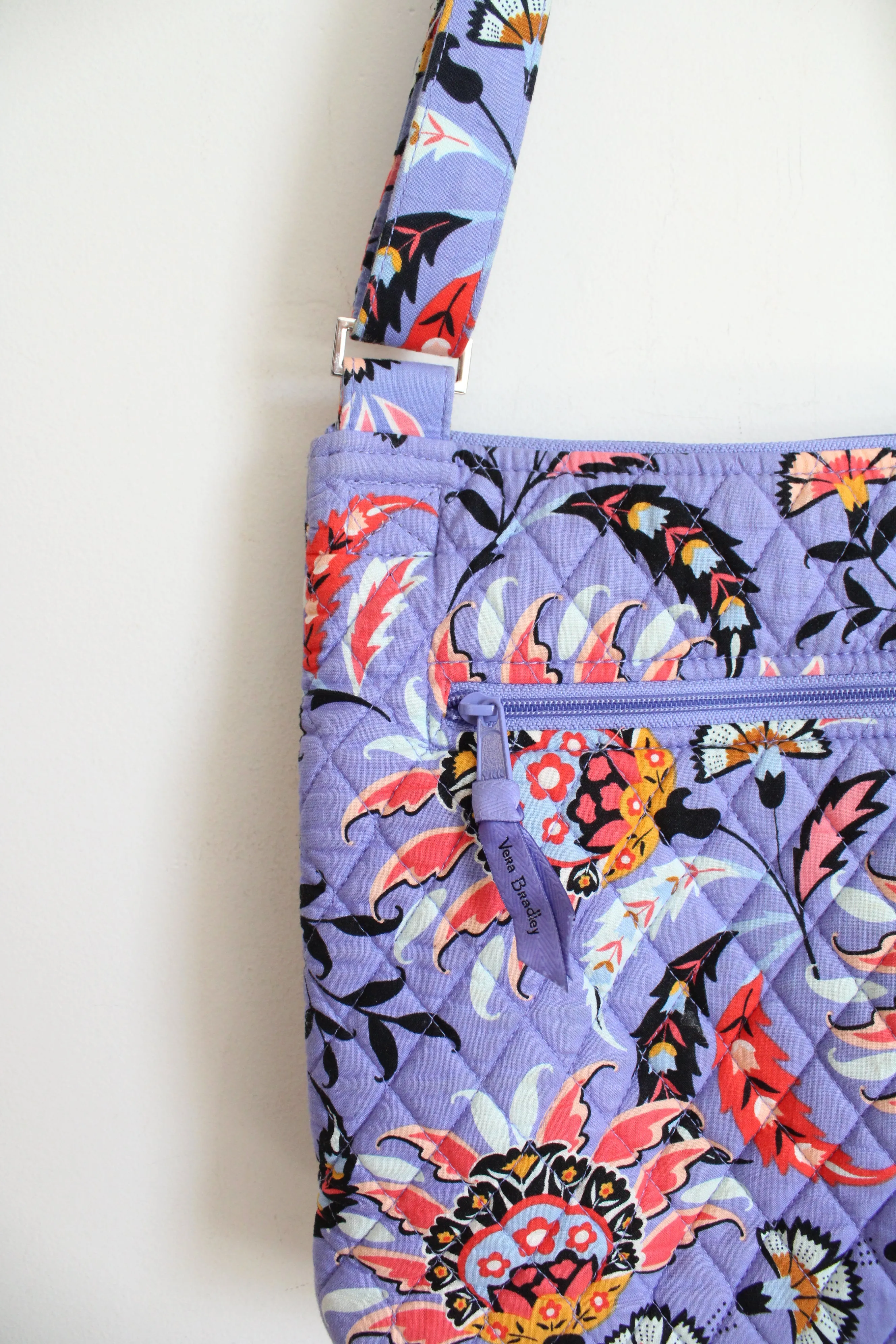 Vera Bradley Mural Garden Purple Hipster Crossbody Bag