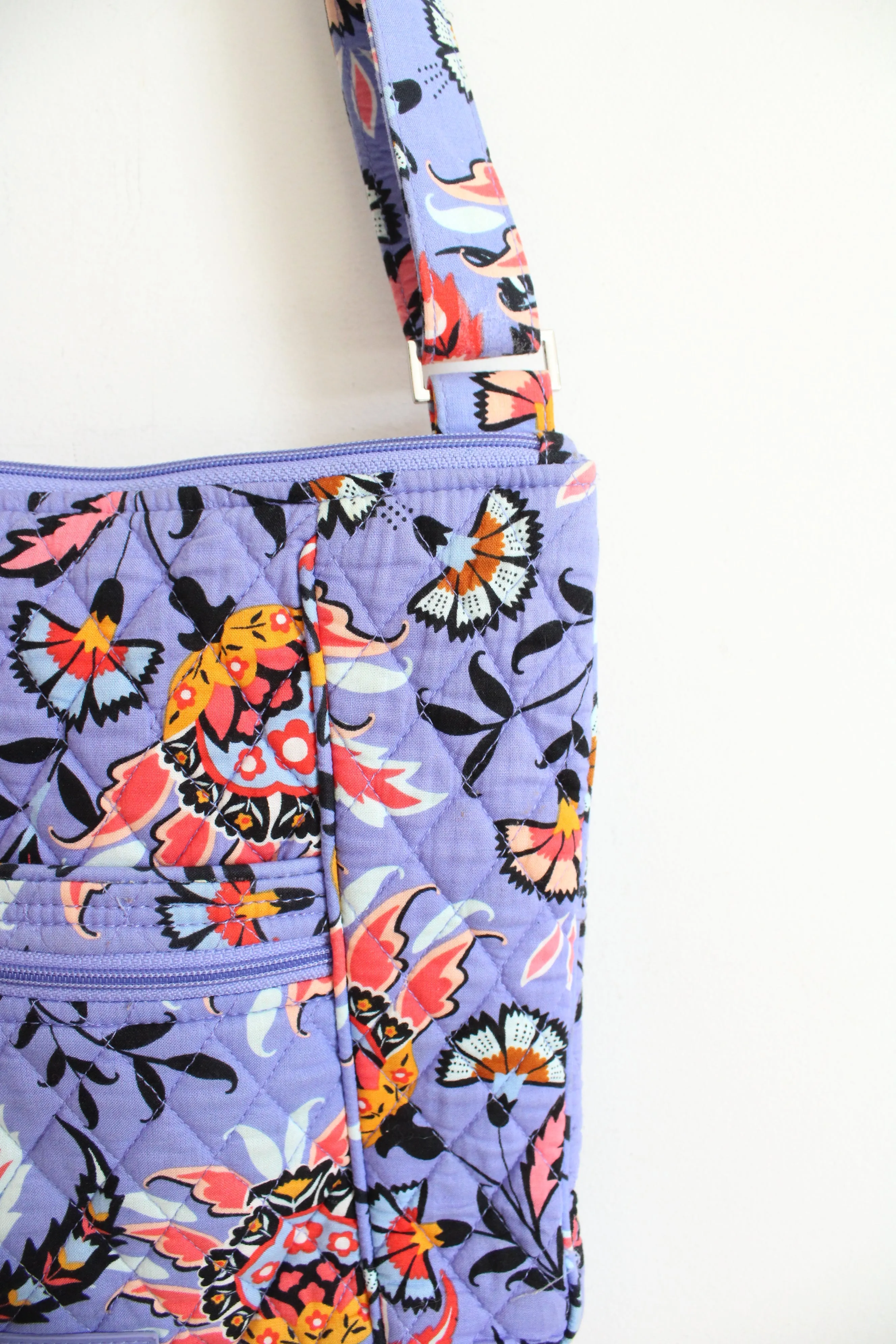Vera Bradley Mural Garden Purple Hipster Crossbody Bag