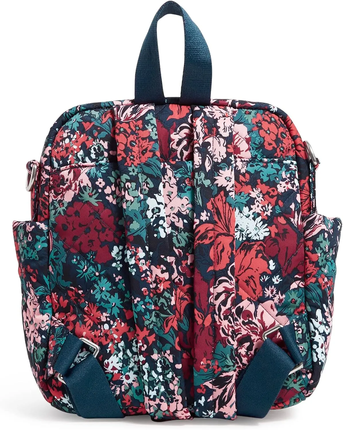 Vera Bradley Women's Performance Twill Convertible Small Backpack, Cabbage Rose Cabernet, One Size