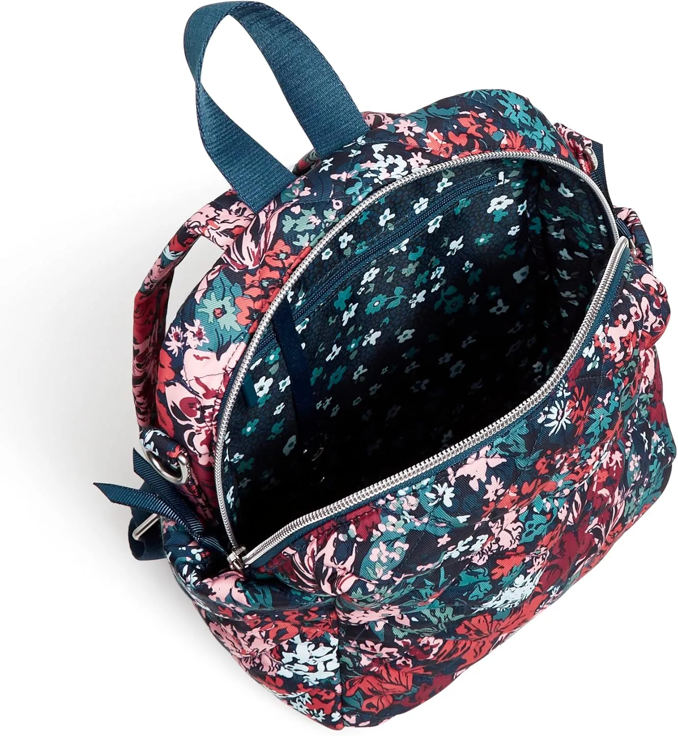 Vera Bradley Women's Performance Twill Convertible Small Backpack, Cabbage Rose Cabernet, One Size