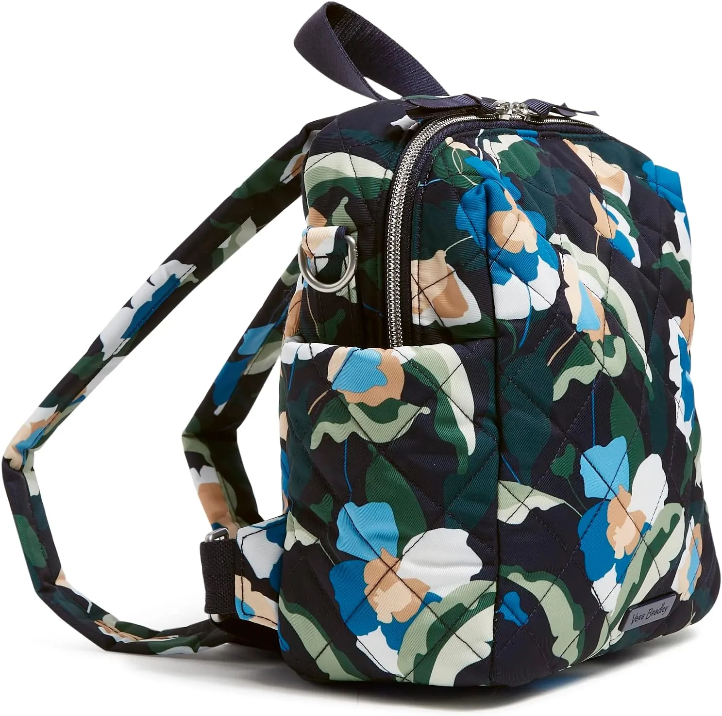 Vera Bradley Women's Performance Twill Convertible Small Backpack, Immersed Blooms, One Size