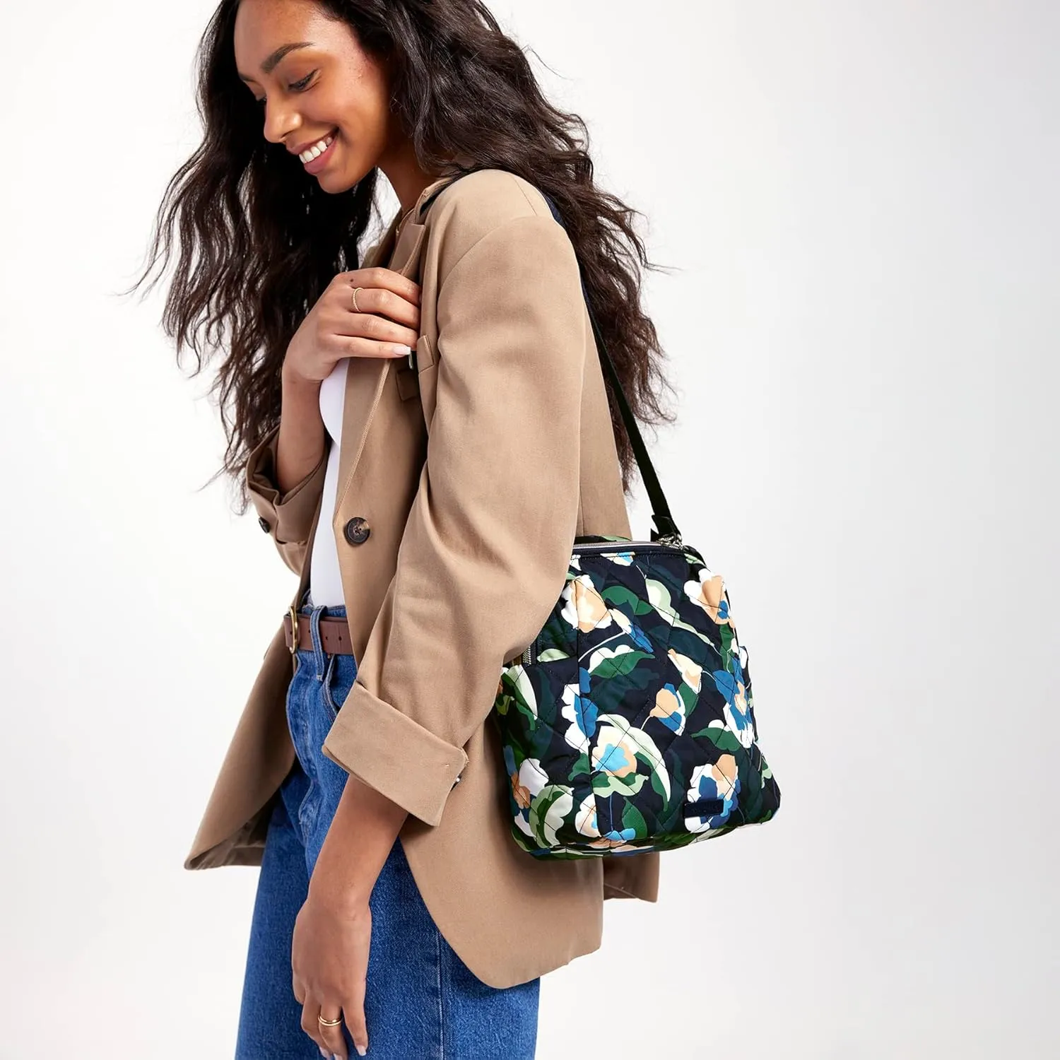 Vera Bradley Women's Performance Twill Convertible Small Backpack, Immersed Blooms, One Size