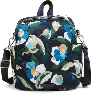 Vera Bradley Women's Performance Twill Convertible Small Backpack, Immersed Blooms, One Size