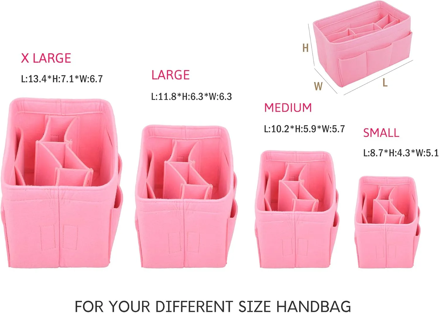 Vercord Felt Purse Organizer Handbag Insert Liner Shaper Bag in Bags for Speedy Neverfull Tote Pink Xlarge