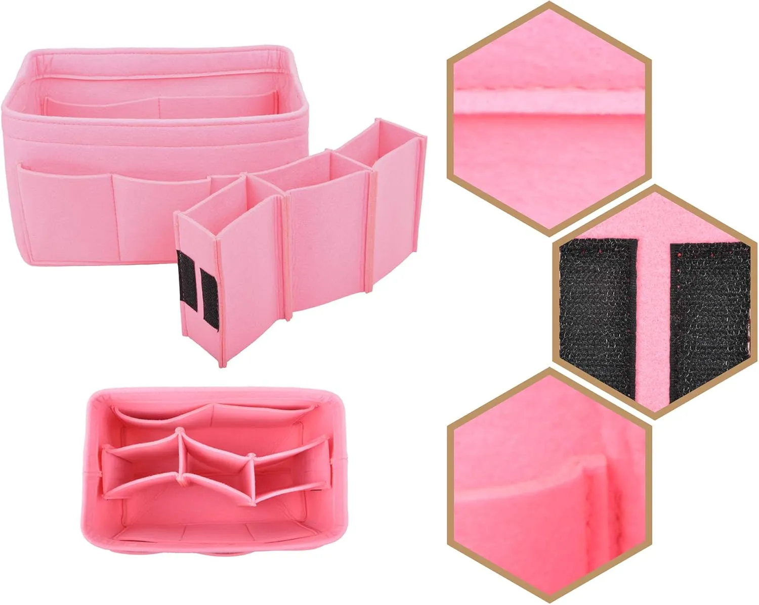 Vercord Felt Purse Organizer Handbag Insert Liner Shaper Bag in Bags for Speedy Neverfull Tote Pink Xlarge