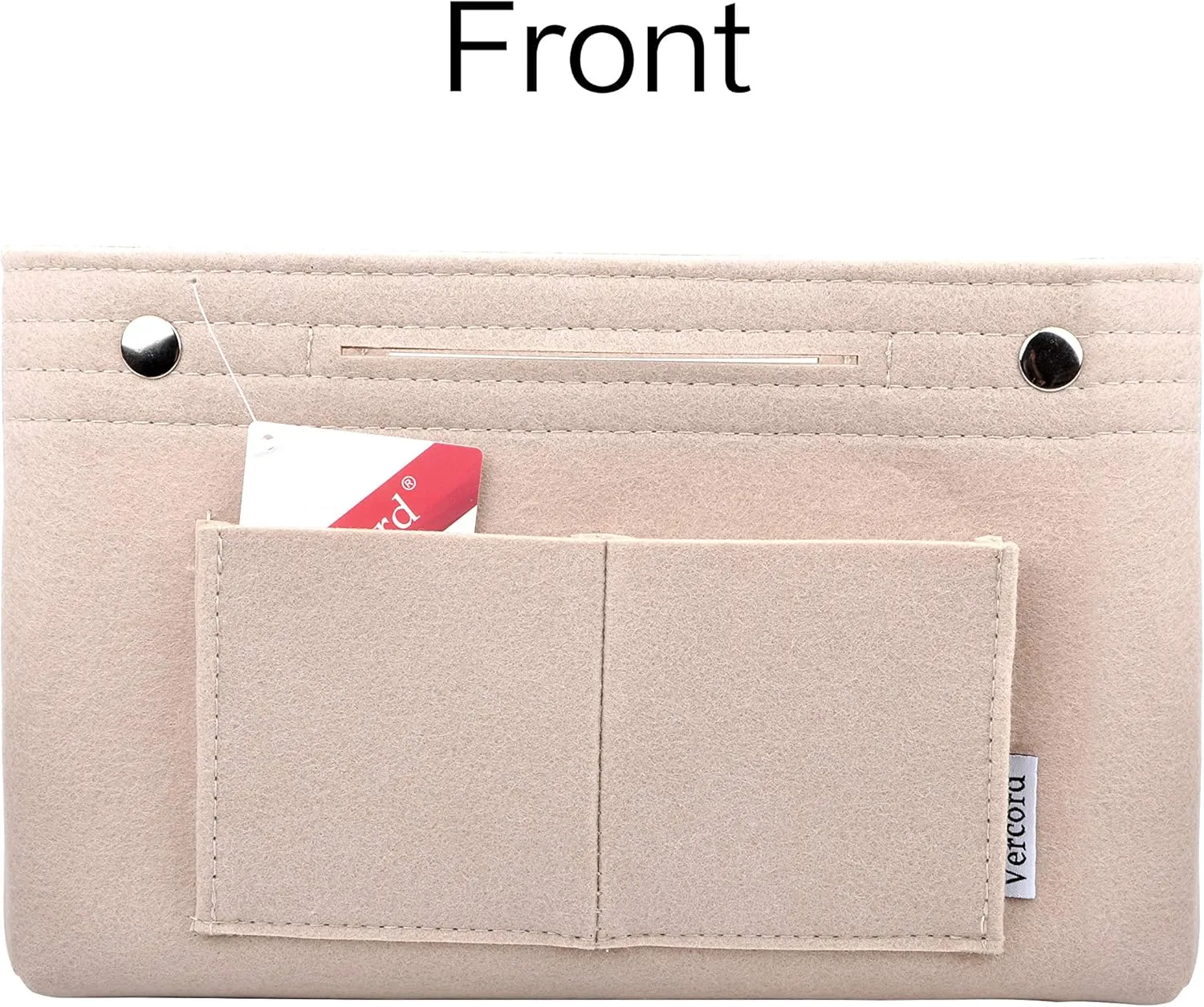 Vercord Felt Purse Tote Organizer Insert Divider Inside Handbag for Women Medium Beige, 11 inch x7.1 inch x3.5 inch