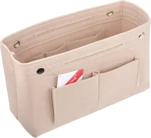Vercord Felt Purse Tote Organizer Insert Divider Inside Handbag for Women Medium Beige, 11 inch x7.1 inch x3.5 inch