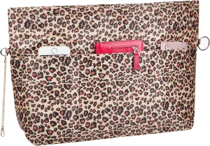 Vercord Handbag Purse Bag Insert Organizers Extra Thick Large Travel Handbag Organizer Leopard