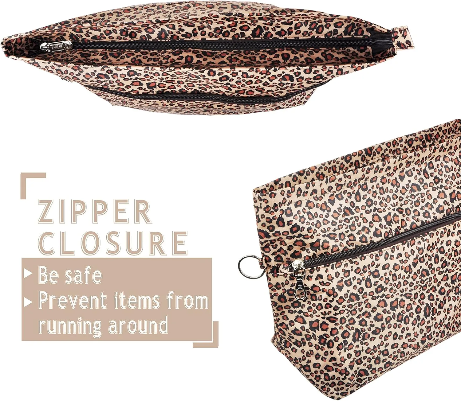 Vercord Handbag Purse Bag Insert Organizers Extra Thick Large Travel Handbag Organizer Leopard