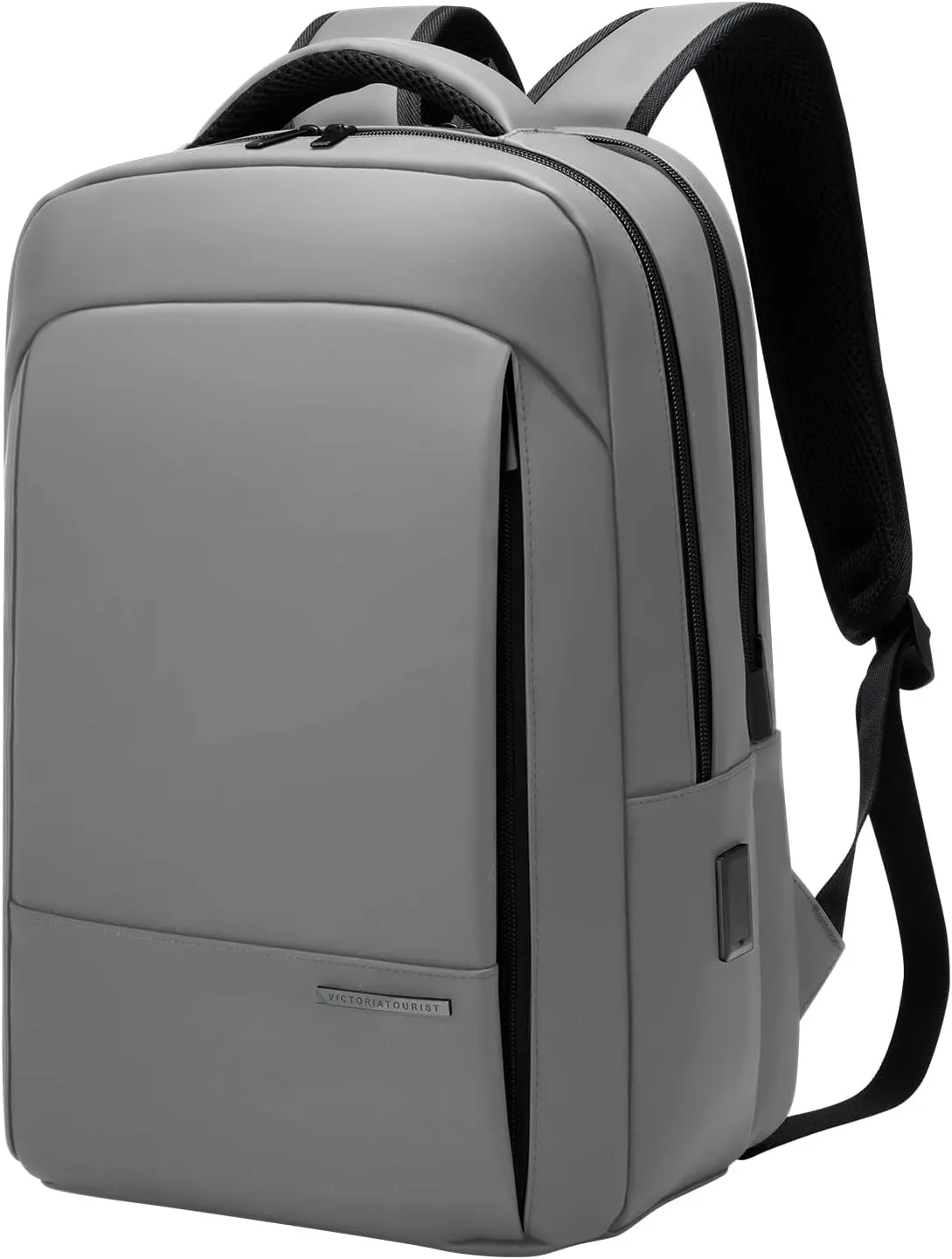Victoriatourist Anti Theft Travel Laptop Backpack Men Women, Business Work Laptop Backpacks with Zipper Automatic Locking, Water Resistant Backpack Computer Bag Fits 15.6 Inch Notebook (Light Grey)