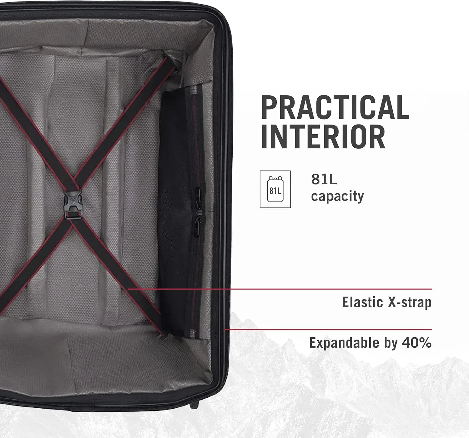 Victorinox Spectra 3.0 Expandable Medium Case - Modern Hardside Luggage - Rolling Suitcase with Spinner Wheels - Holds Travel Accessories - 81 Liters, Black
