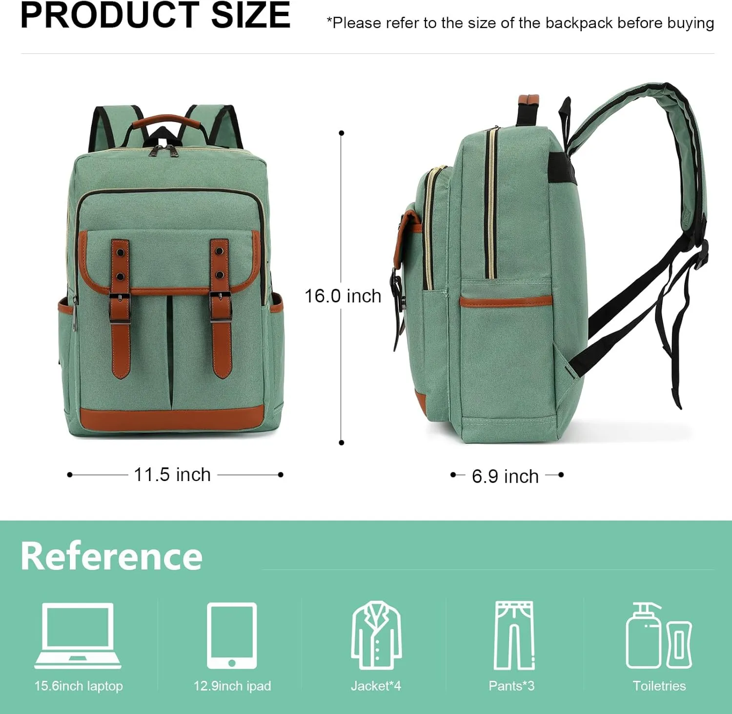 Vintage Laptop Backpack for Travel, College, Fashion Casual Teacher Backpack for Women Men Fits 15.6Inch Notebook