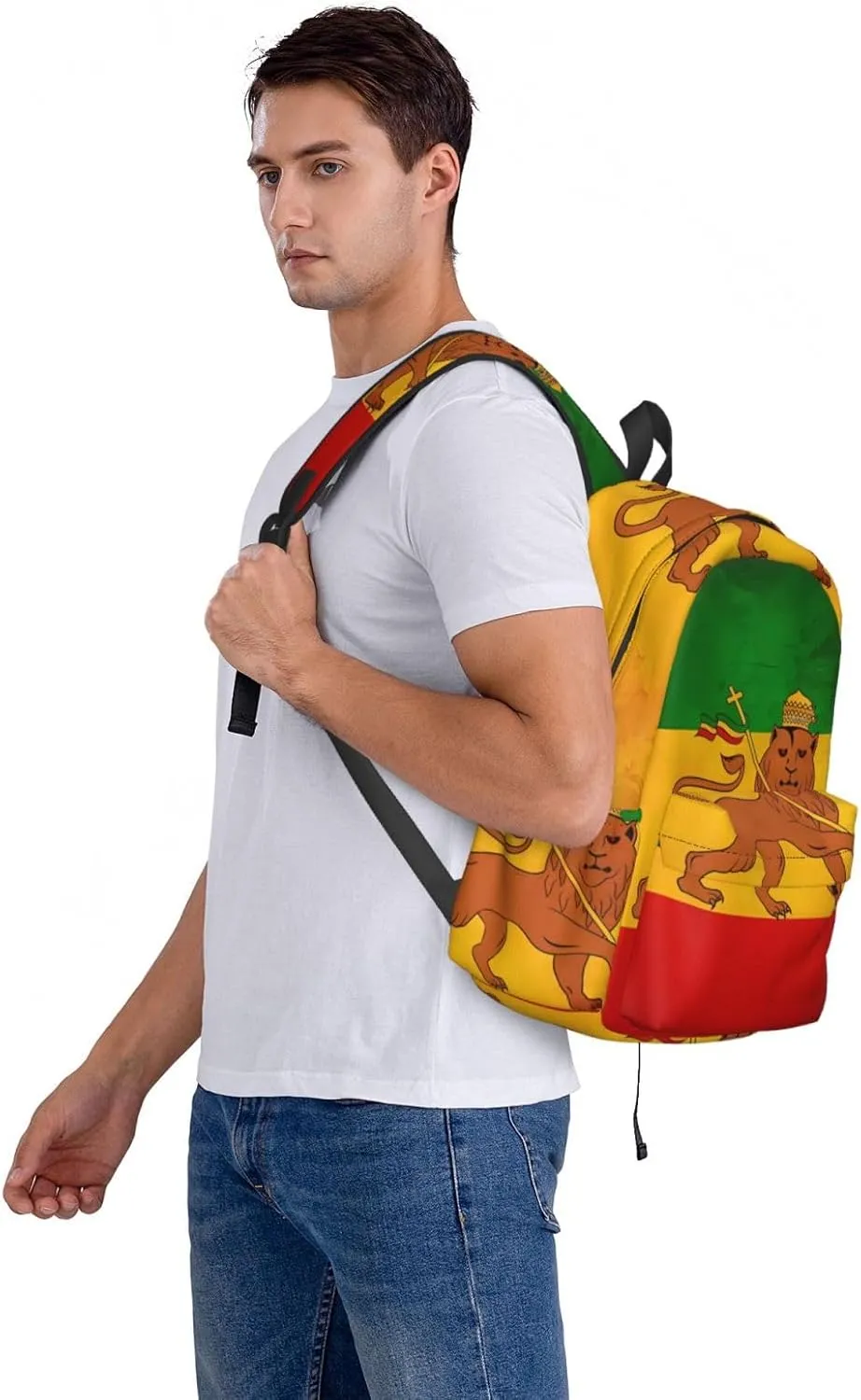 Vintage Old Ethiopia Flag Lion Of Judah Backpack Large Capacity Backpack Lightweight Double Shoulder Bag For Women Men Travel